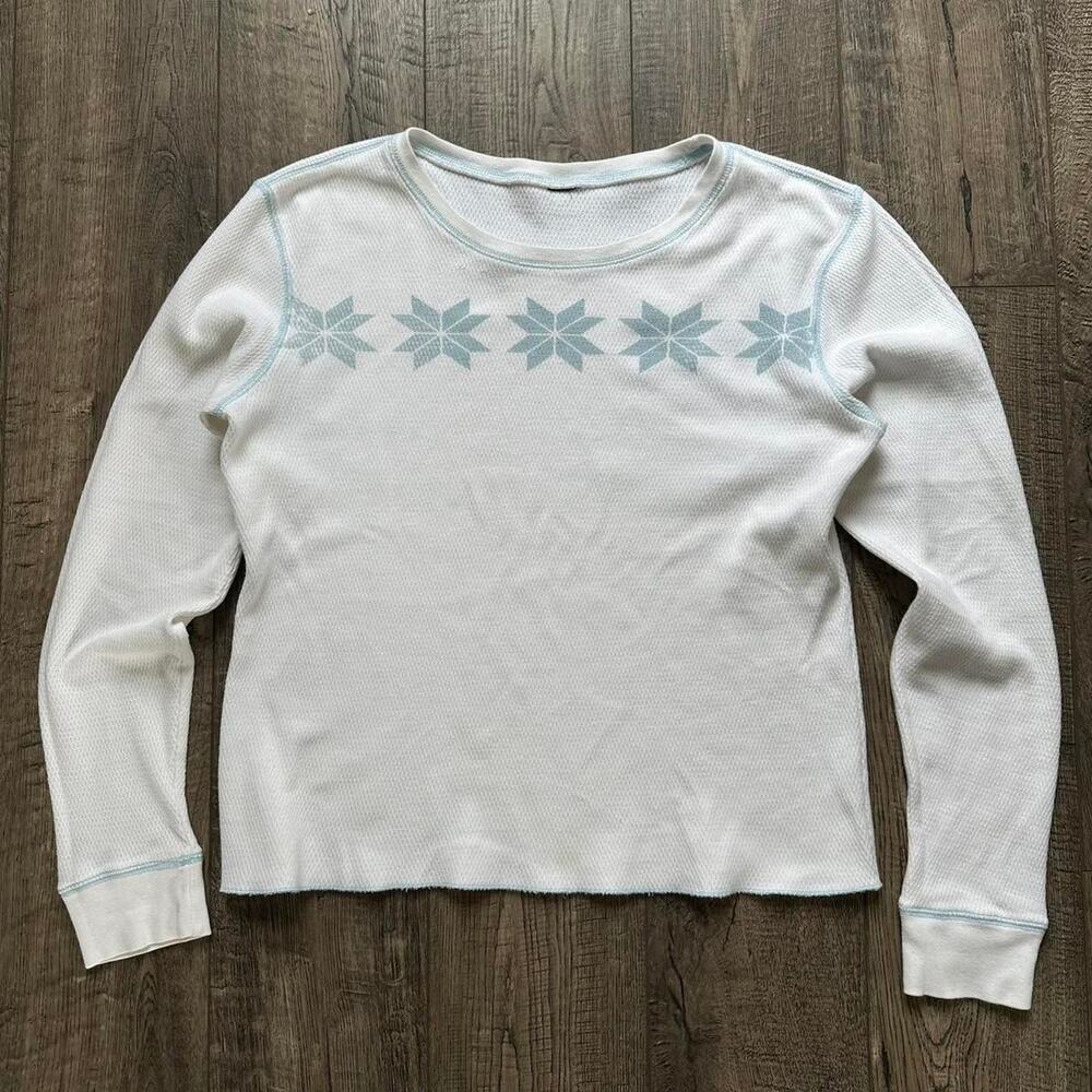 Vintage Y2K GAP Snowflake Ski Thermal Waffle Raw Longsleeve
